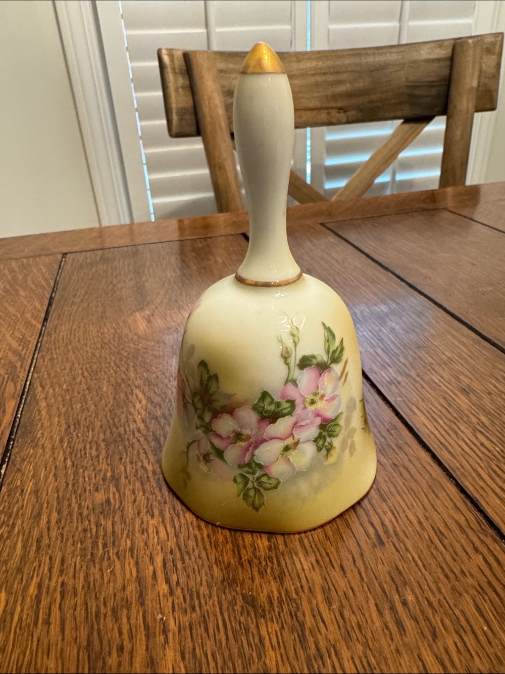 Vintage Nippon Hand Painted Floral Porcelain Dinner Bell
